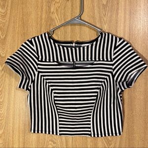 Black and White Striped Crop Top